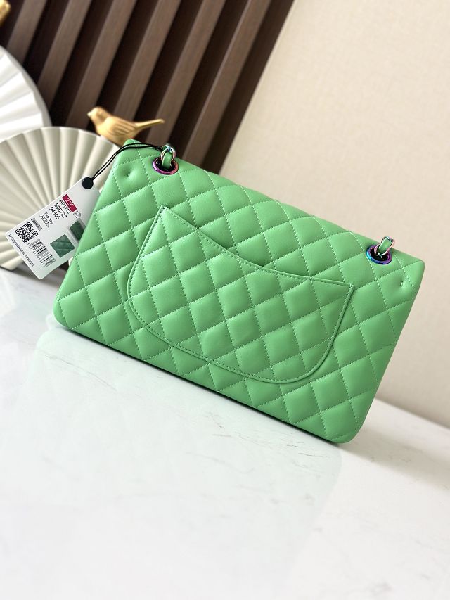 CC original iridescent lambskin medium flap bag A01112 green
