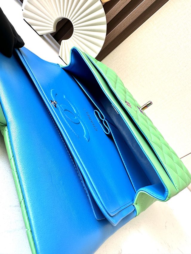 CC original iridescent lambskin medium flap bag A01112 green