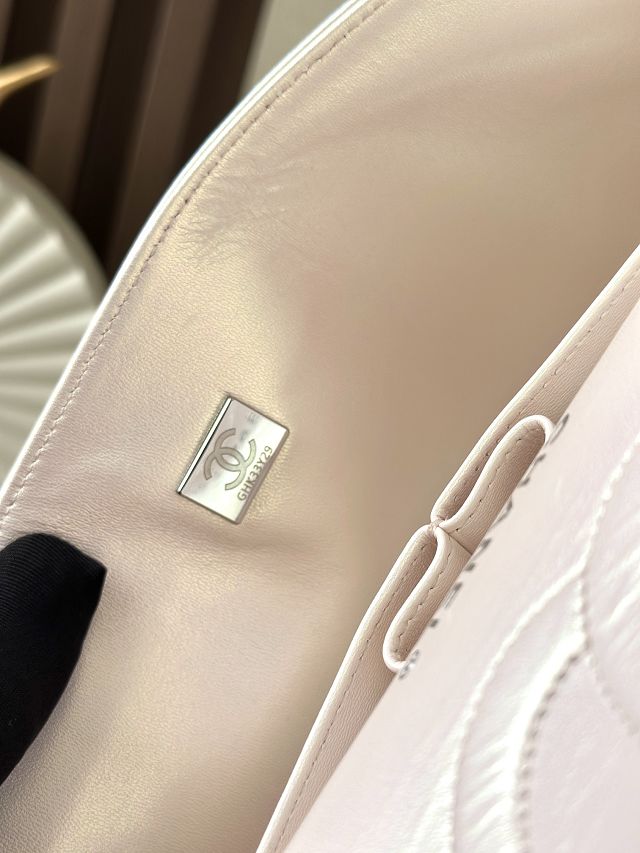 CC original iridescent lambskin medium flap bag A01112 light apricot