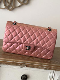 CC original iridescent lambskin medium flap bag A01112 pink