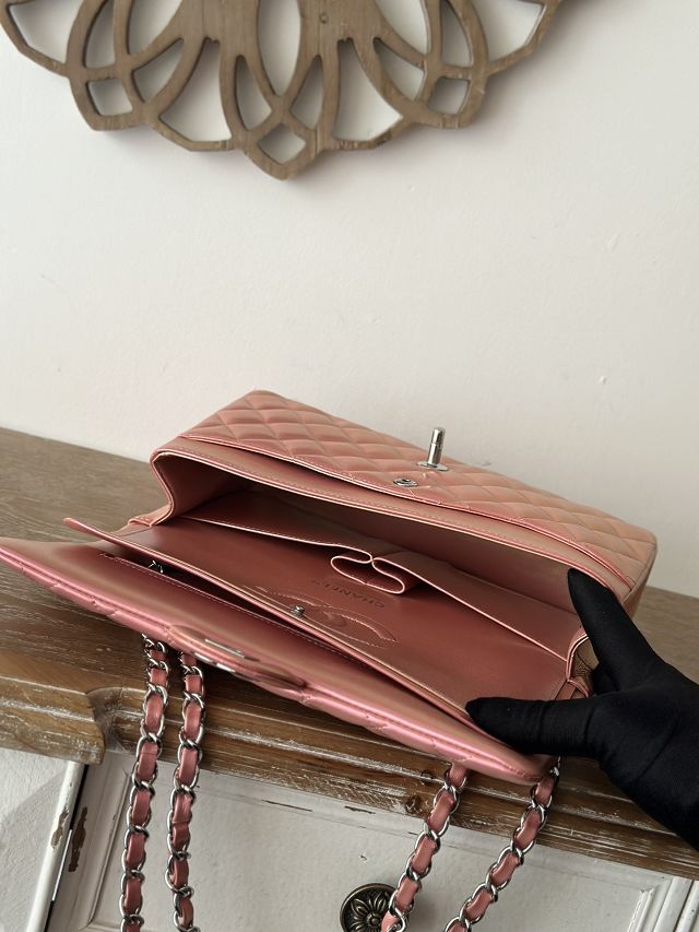 CC original iridescent lambskin medium flap bag A01112 pink