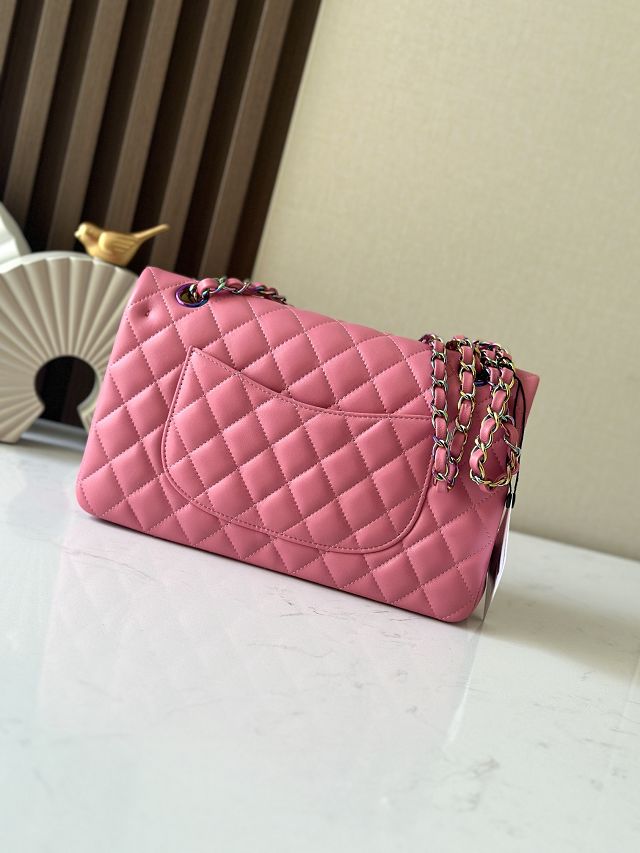 CC original iridescent lambskin medium flap bag A01112 pink&yellow