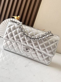 CC original iridescent lambskin medium flap bag A01112 silver