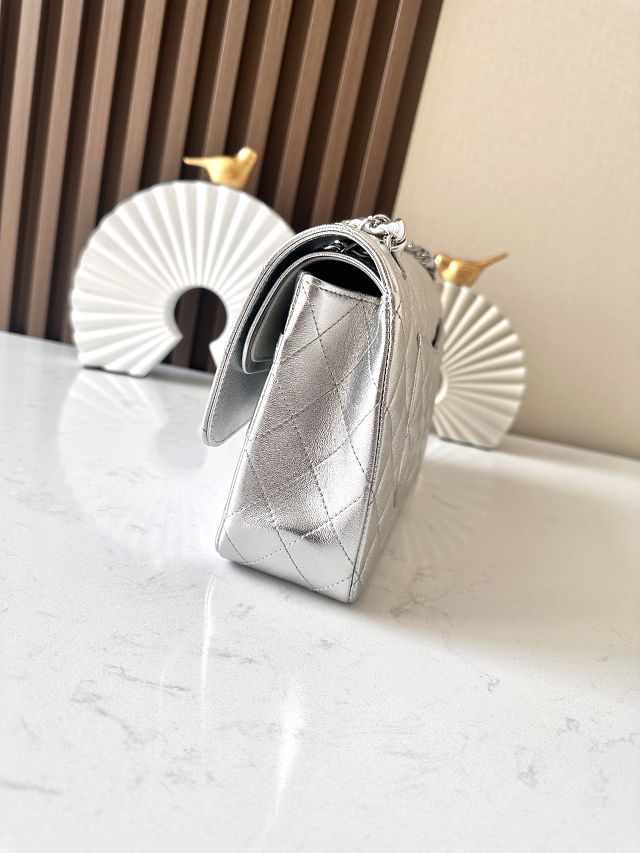 CC original iridescent lambskin medium flap bag A01112 silver