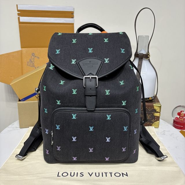 Louis vuitton original denim montsouris backpack M14135 black