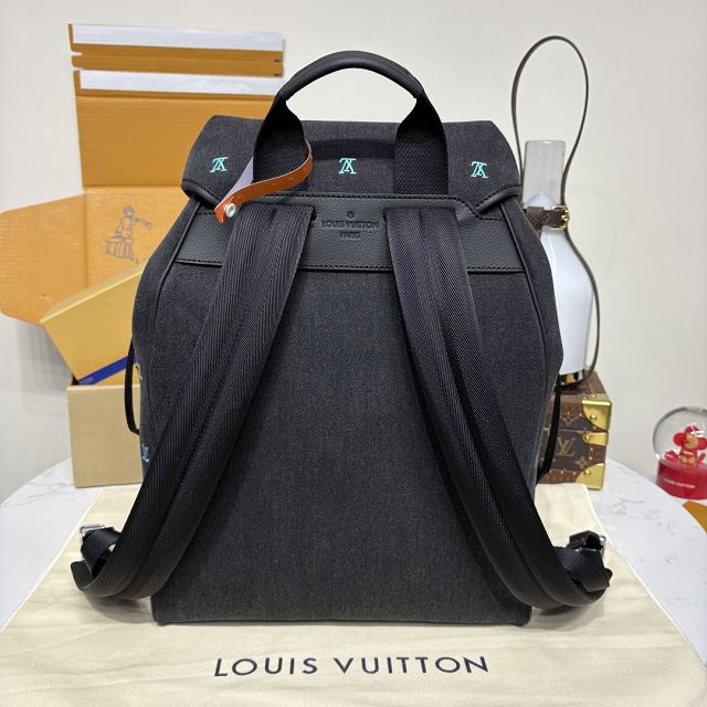 Louis vuitton original denim montsouris backpack M14135 black