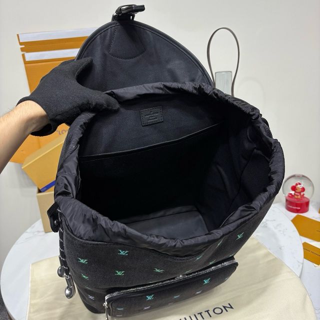 Louis vuitton original denim montsouris backpack M14135 black