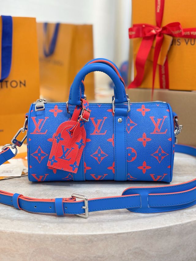 Louis vuitton original monogram canvas keepall 25 M14989 blue