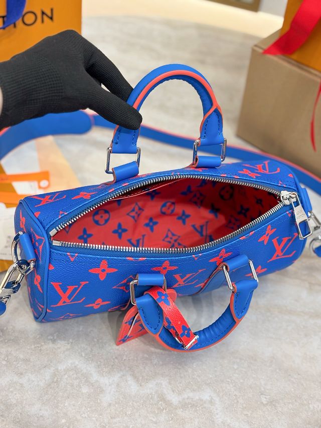 Louis vuitton original monogram canvas keepall 25 M14989 blue