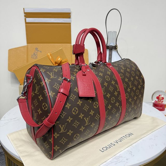 Louis vuitton original monogram canvas keepall 45 M13807 red
