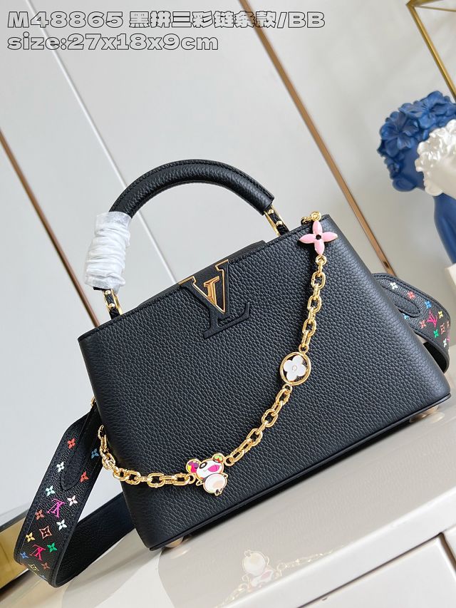 Louis vuitton original calfskin capucines BB handbag M11343 black