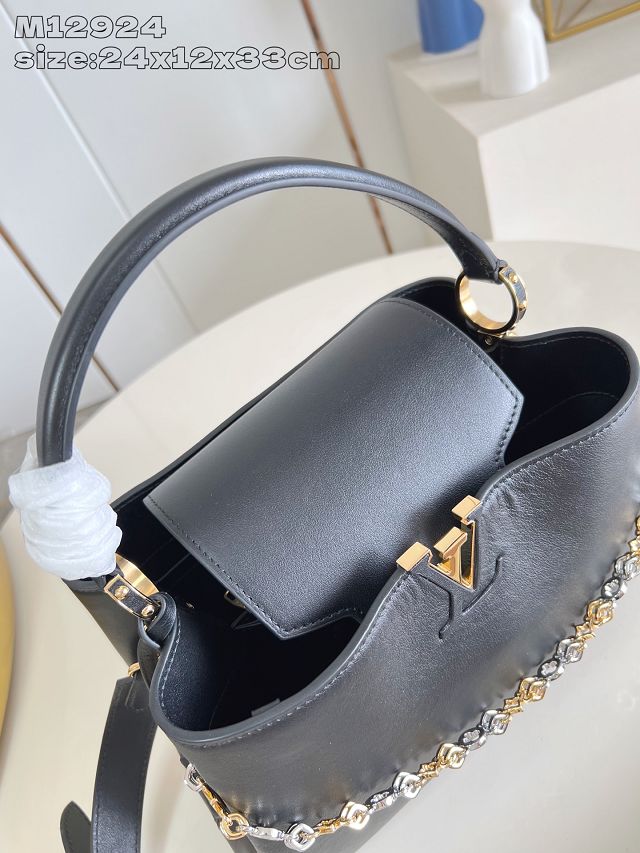 Louis vuitton original calfskin capucines MM souple M12927 black