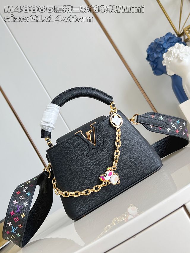 Louis vuitton original calfskin capucines mini handbag M25903 black
