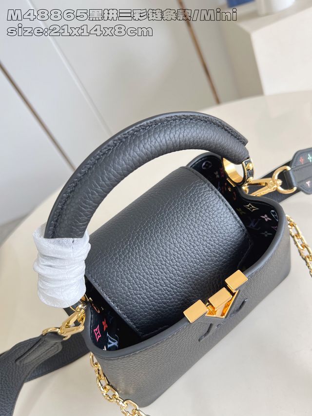 Louis vuitton original calfskin capucines mini handbag M25903 black