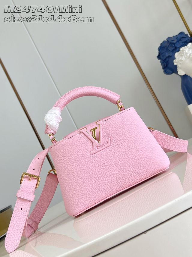 Louis vuitton original calfskin capucines mini handbag M48865 pink