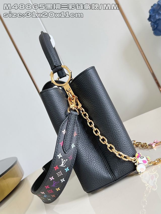 Louis vuitton original calfskin capucines mm handbag M25386 black