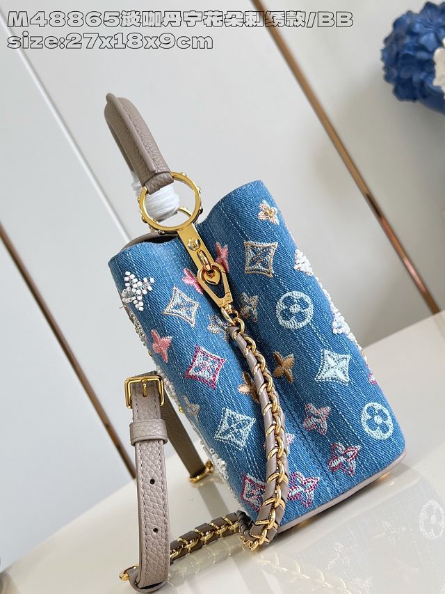 Louis vuitton original denim capucines BB handbag M25471 grey