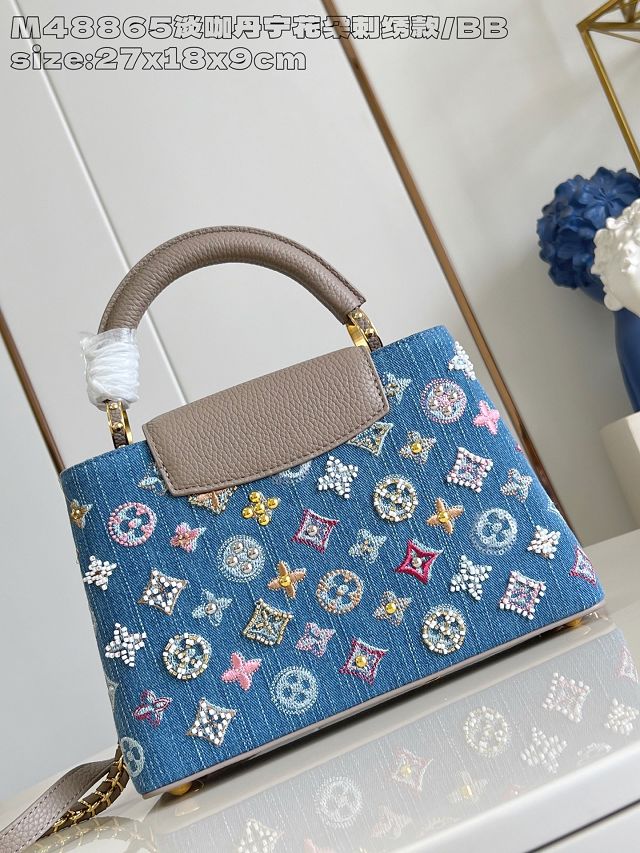 Louis vuitton original denim capucines BB handbag M25471 grey