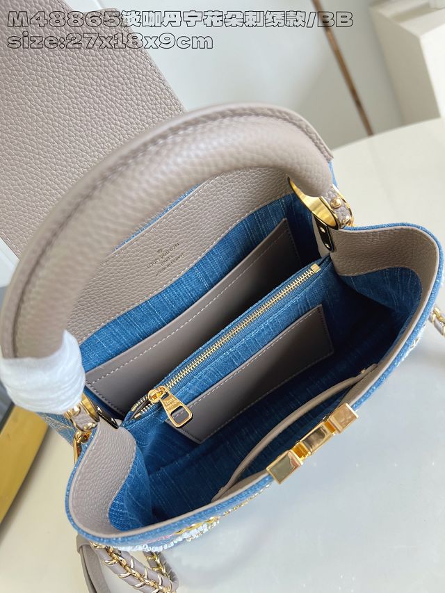 Louis vuitton original denim capucines BB handbag M25471 grey