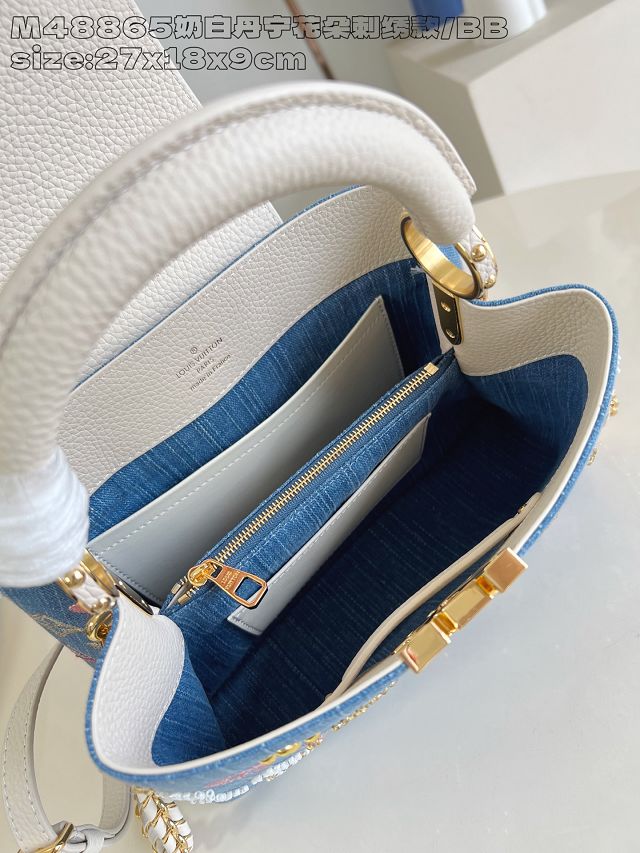 Louis vuitton original denim capucines BB handbag M25471 white
