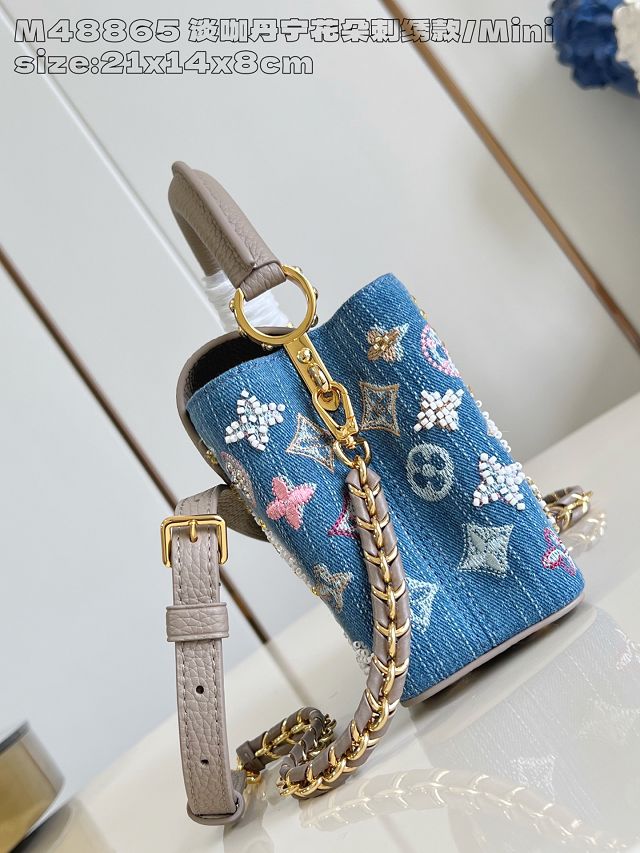 Louis vuitton original denim capucines mini handbag M12947 grey