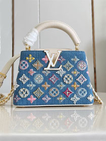 Louis vuitton original denim capucines mini handbag M12947 white