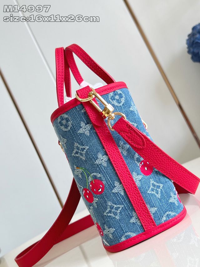 Louis vuitton original denim neverfull inside out BB M14997 red