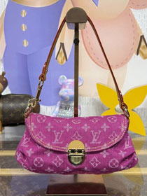 Louis vuitton original denim shoulder bag M95216 rose red