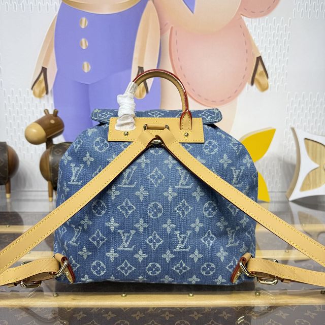 Louis vuitton original monogram denim backpack M44460 blue