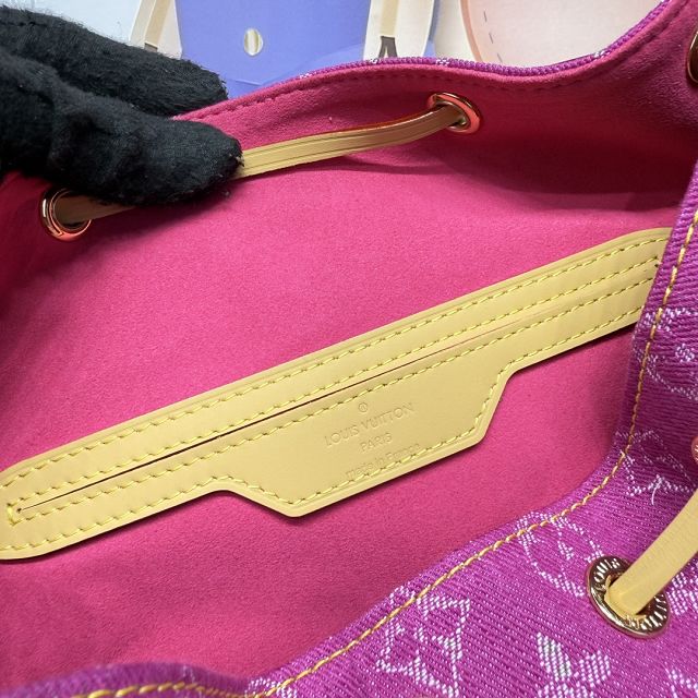 Louis vuitton original monogram denim backpack M95240 rose red