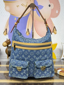 Louis vuitton original monogram denim hobo bag M95048 blue
