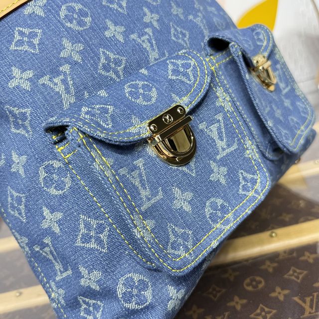 Louis vuitton original monogram denim hobo bag M95048 blue