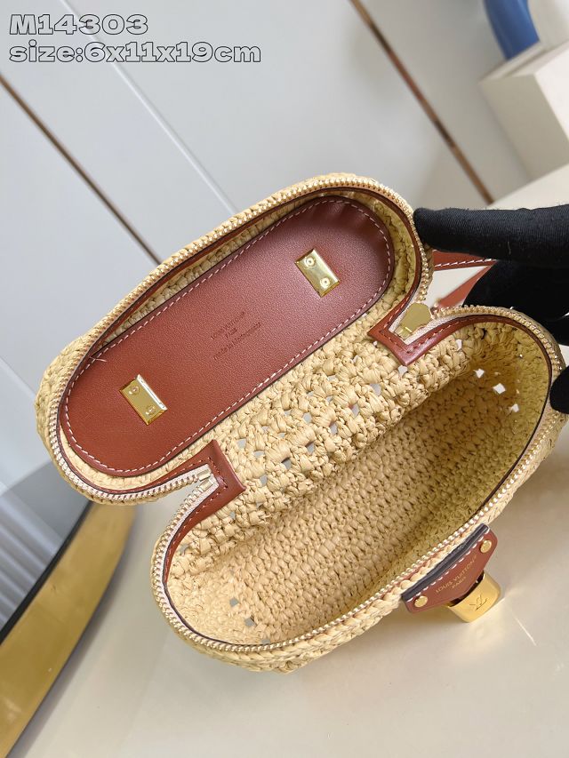 Louis vuitton original raffia vanity chain pouch M14303 apricot