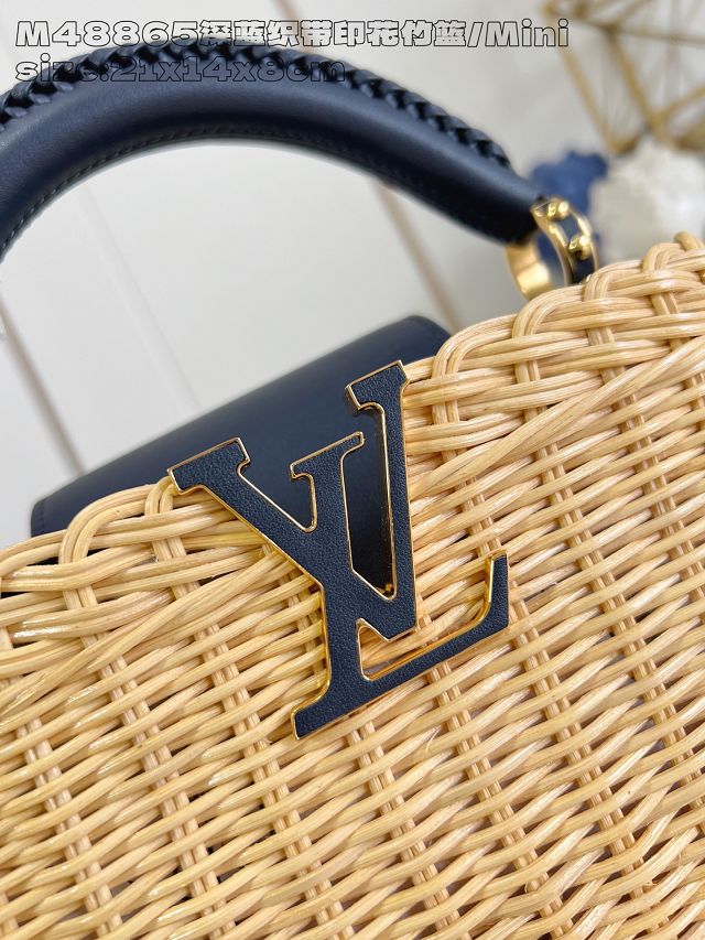 Louis vuitton original rattan capucines mini M24976 navy blue