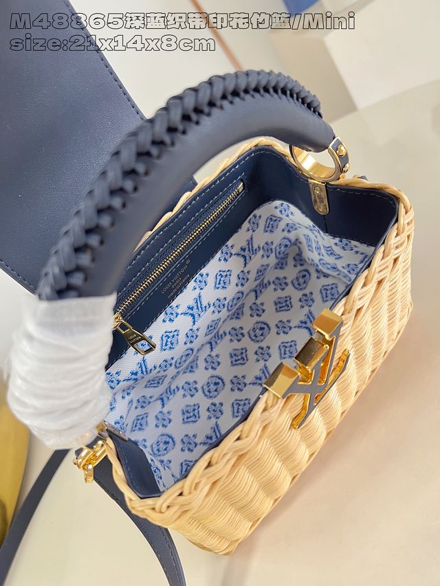 Louis vuitton original rattan capucines mini M24976 navy blue