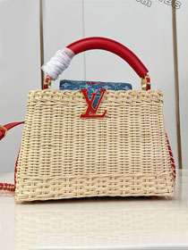 Louis vuitton original rattan&denim capucines BB M14296 red