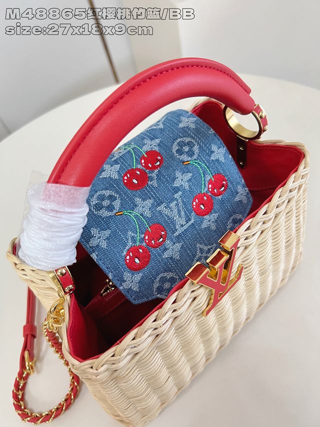 Louis vuitton original rattan&denim capucines BB M14296 red