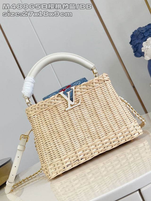 Louis vuitton original rattan&denim capucines BB M14296 white