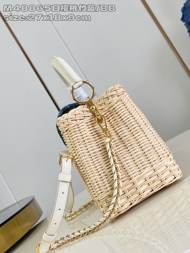 Louis vuitton original rattan&denim capucines BB M14296 white