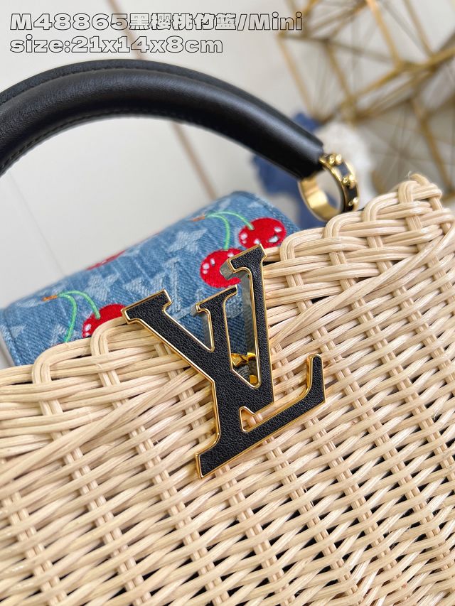 Louis vuitton original rattan&denim capucines mini M14295 black