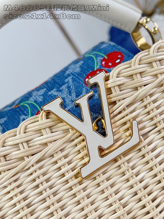 Louis vuitton original rattan&denim capucines mini M14295 white