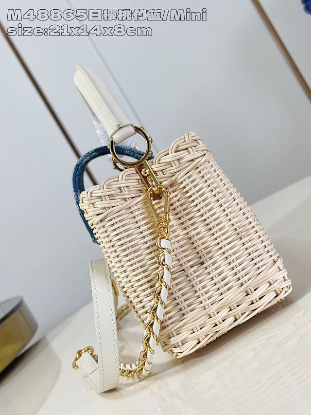 Louis vuitton original rattan&denim capucines mini M14295 white