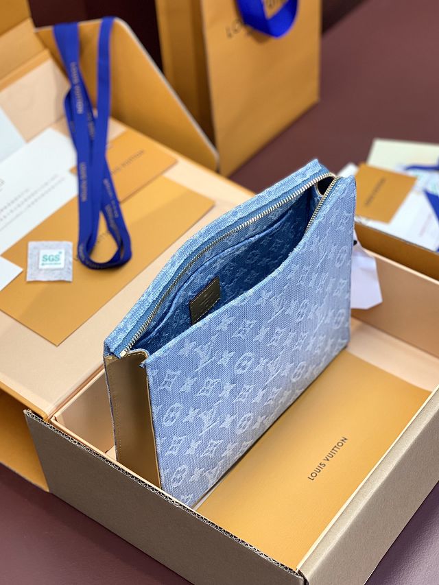 Louis vuitton original denim toiletry pouch 26 M47542 blue