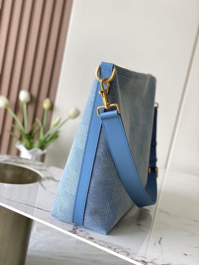 Louis vuitton original denim vagabond hobo bag N00202 blue