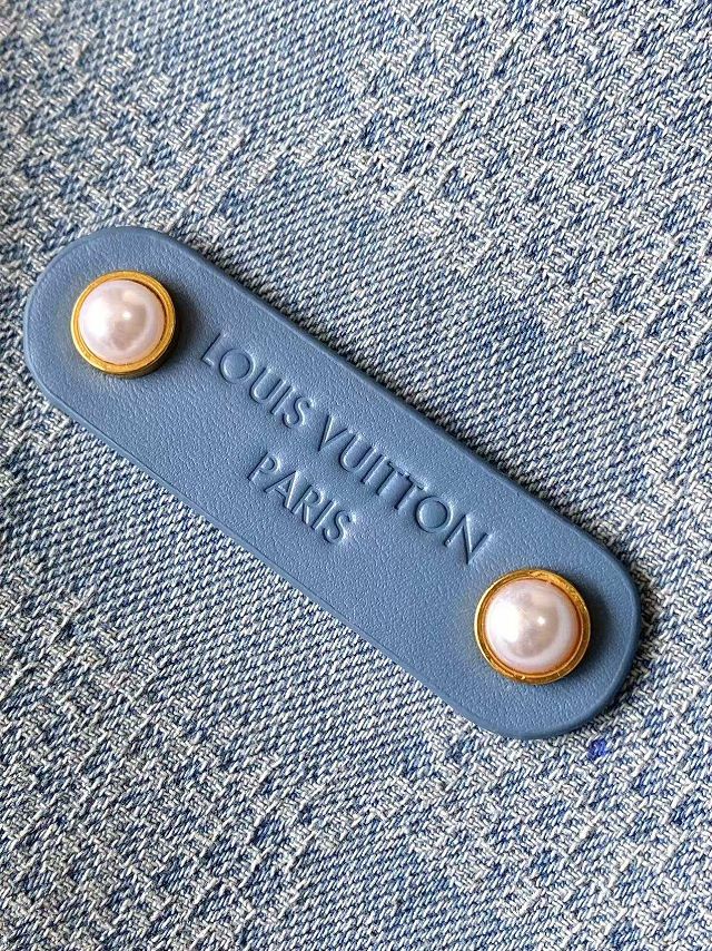 Louis vuitton original denim vagabond hobo bag N00202 blue