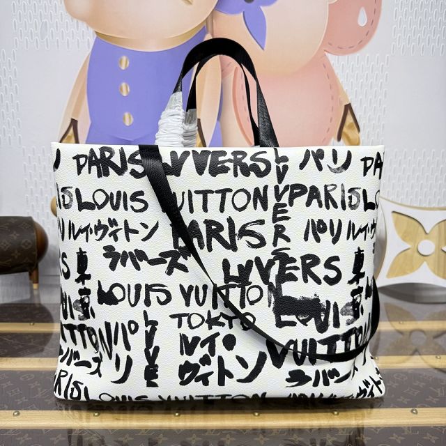 Louis vuitton origianl canvas shopper bag N40797 white