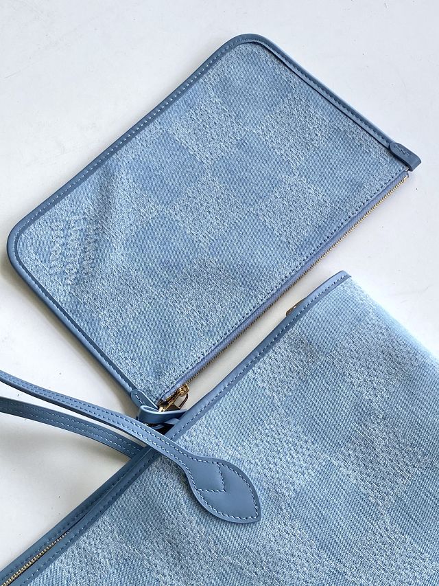 Louis vuitton original denim Nevereverfull tote N00198 blue