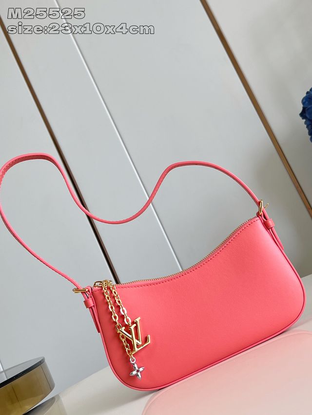 Louis vuitton original calfskin pochette LV bloom M25525 rose red