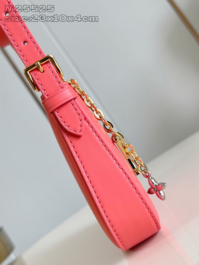 Louis vuitton original calfskin pochette LV bloom M25525 rose red