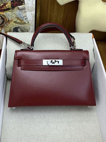 Hermes original box calfskin mini kelly 19 bag KG0019 rouge H